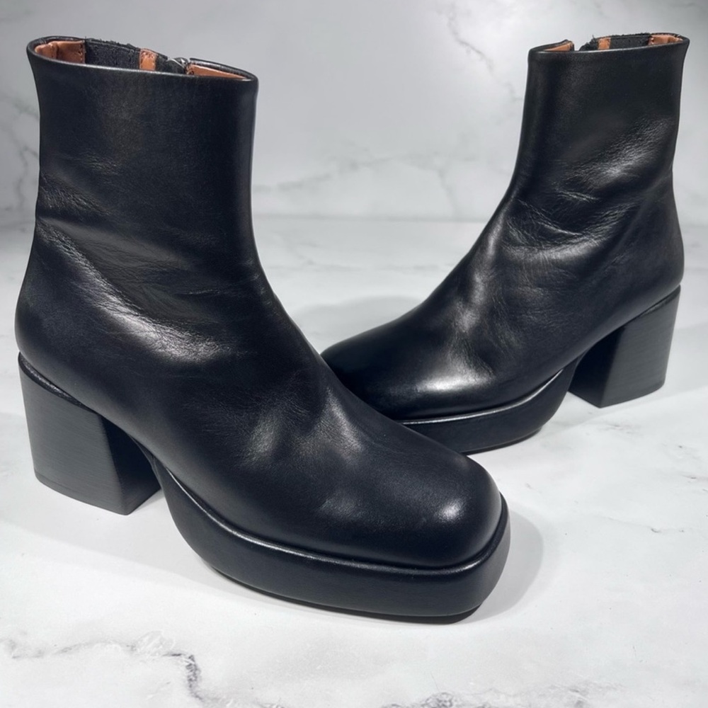 Marsell Plattino Platform Heeled Black Leather Boots